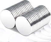 30 stuks neodymium magneten - extra sterk - 20 x 2 mm - zelfklevend - voor magneetbord en whiteboard - keuken en kantoor - magneten rond met dubbelzijdige lijm - knutselen - kleine magneten