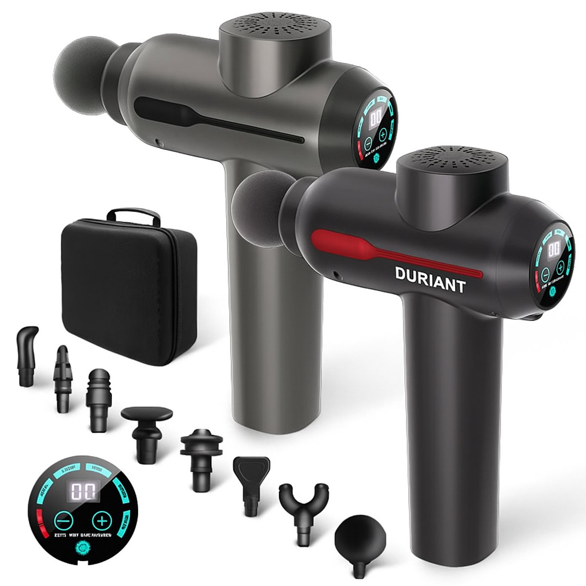 Duriant Massage Gun Professioneel Prime - Massage Pistool Inclusief Koffer en 12 Opzetstukken - Krachtig en Draadloos Sport en Relax Massage Apparaat - Massageapparaten