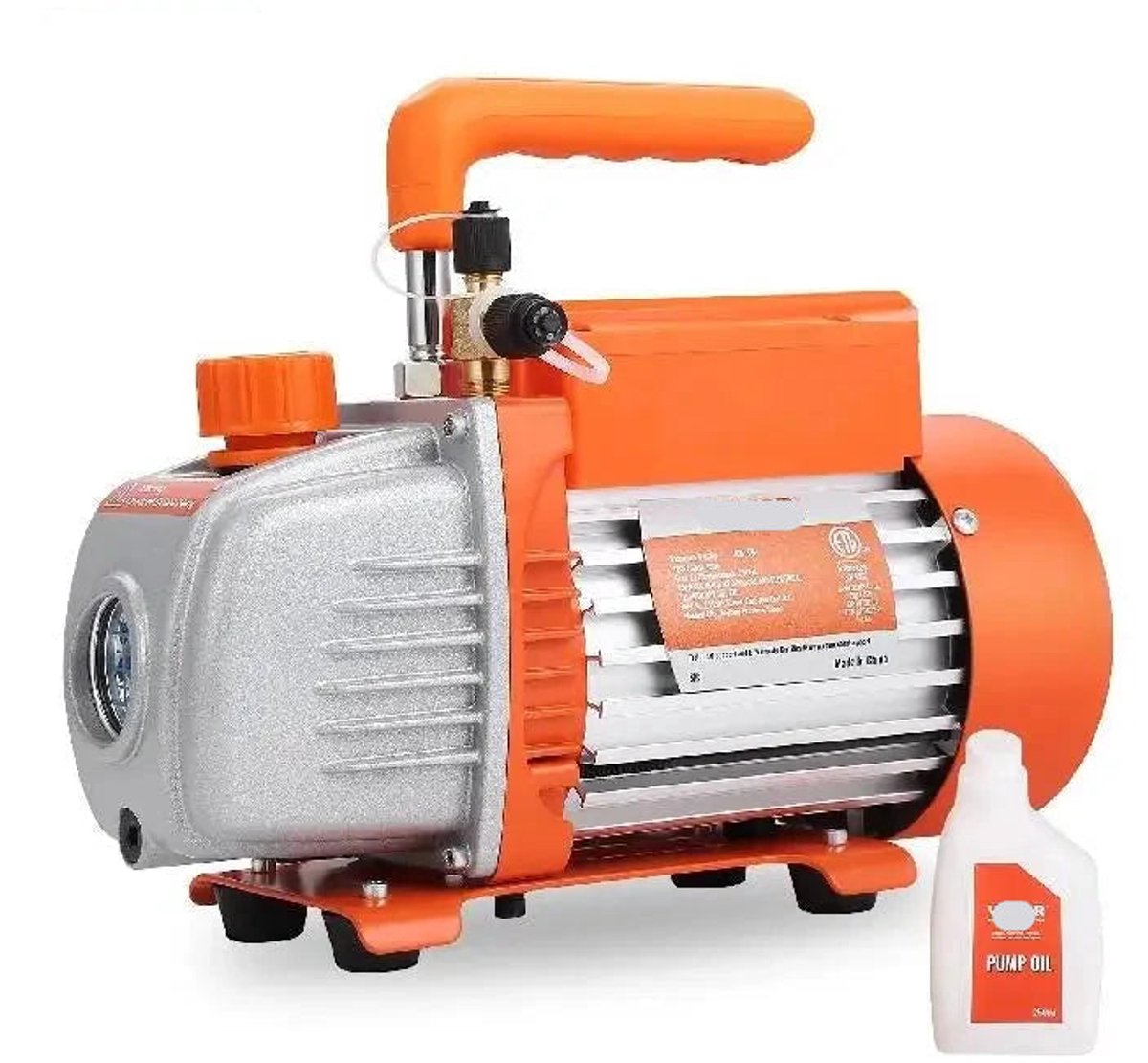 Vacuümpomp - Koelmiddel Vacuümpomp - Koelgereedschap - HVAC-koeling - 2-traps - met Meter - Droogpomp - 5CFM - 250W - Oranje