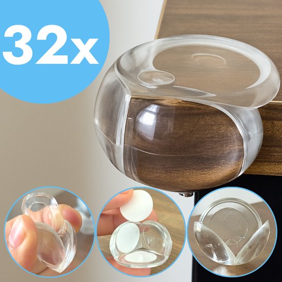 Protections d'angle Bébé - 32 pièces - Protections d'angle transparentes pour table et Meubles - Sans danger pour les enfants