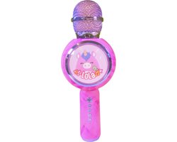 Squishmallows - Lola - draadloze karaoke microfoon voor kinderen - oplichtend LED display - speaker - stemvervorming