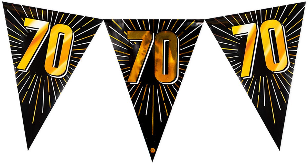 Vlaggenlijn 70 jaar | 5 meter | 15 vlaggen | Zwart Goud