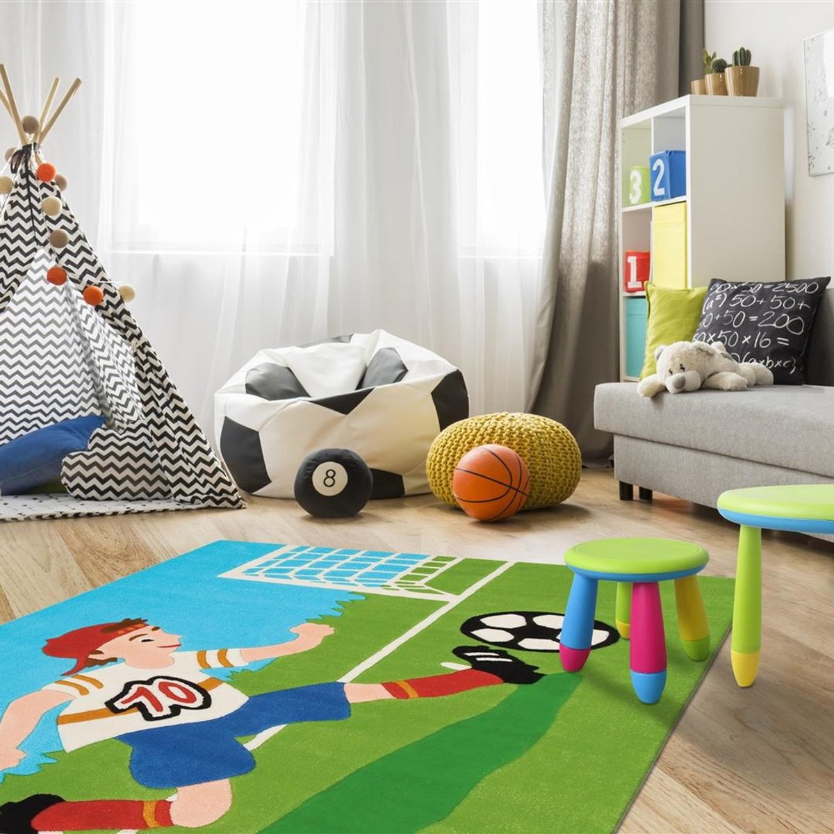 Yolo-deals - Vloerkleed/Tapijt - Joy AE 4090 - (110x160cm) - Multi Voetbal