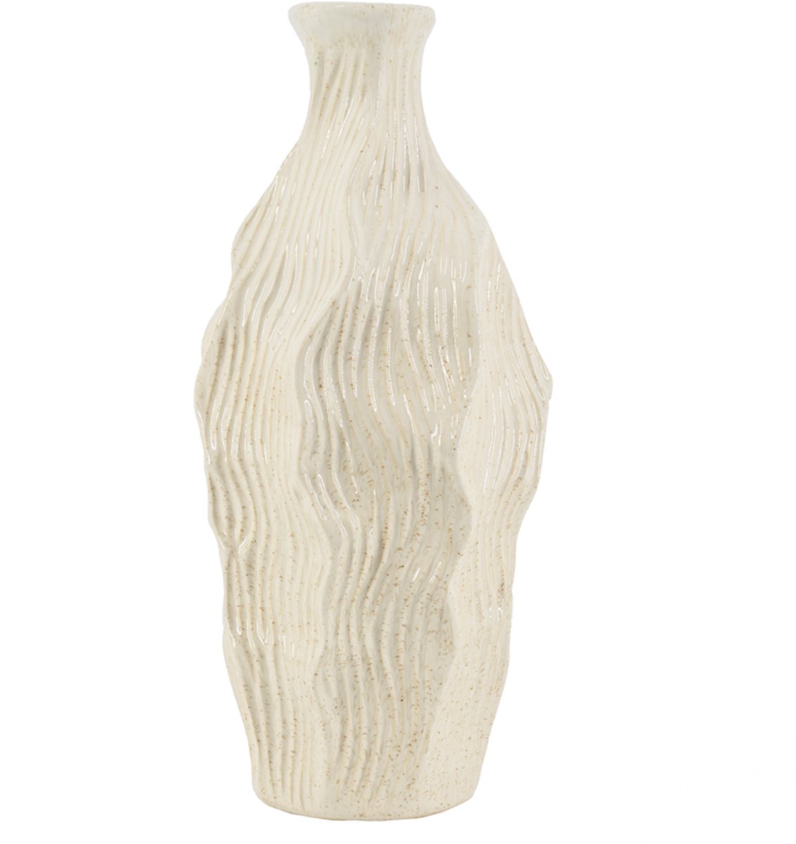 homebound by ky Aardewerk vaas wavestone beige | bloemenvaas | 14,5x14,5x34,5cm Off-white
