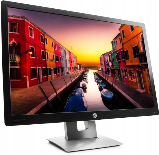 HP EliteDisplay E242 Monitor - 24 inch - 1920x1200 - HDMI - VGA - DisplayPort - Zwart/Zilver- Verstelbare voet