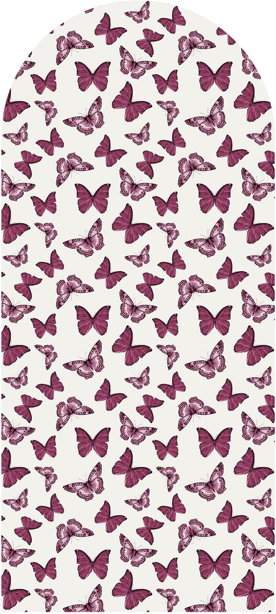 Muursticker meisjeskamer - behangboog - vlinders roze - 85 x 190 cm - wanddecoratie meisje dieren - zelfklevend behang - peel and stick wallpaper