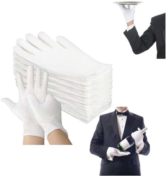 12 paar witte katoenen handschoenen - zacht handkatoen - witte handschoenen - katoenen handschoenen - alledaagse katoenen handschoenen - 8 inch - Katoenen handschoenen