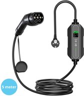 Mobiele Thuislader type 2 vanaf stopcontact - 5 meter kabel - 3,7 kW - IP67 Waterdicht - 6A/8A/10A/13A/16A - 1 Fase - TPU kabel - Uitgesteld laden functie / Timer functie