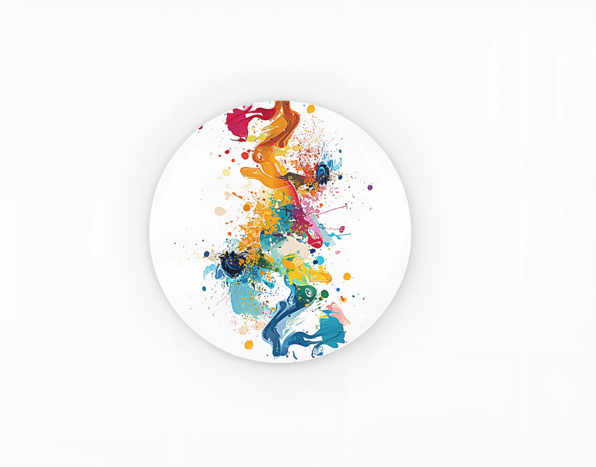 Trendex Global Rond Schilderij - Abstract - Kleurrijke Muurcirkel - 40 cm