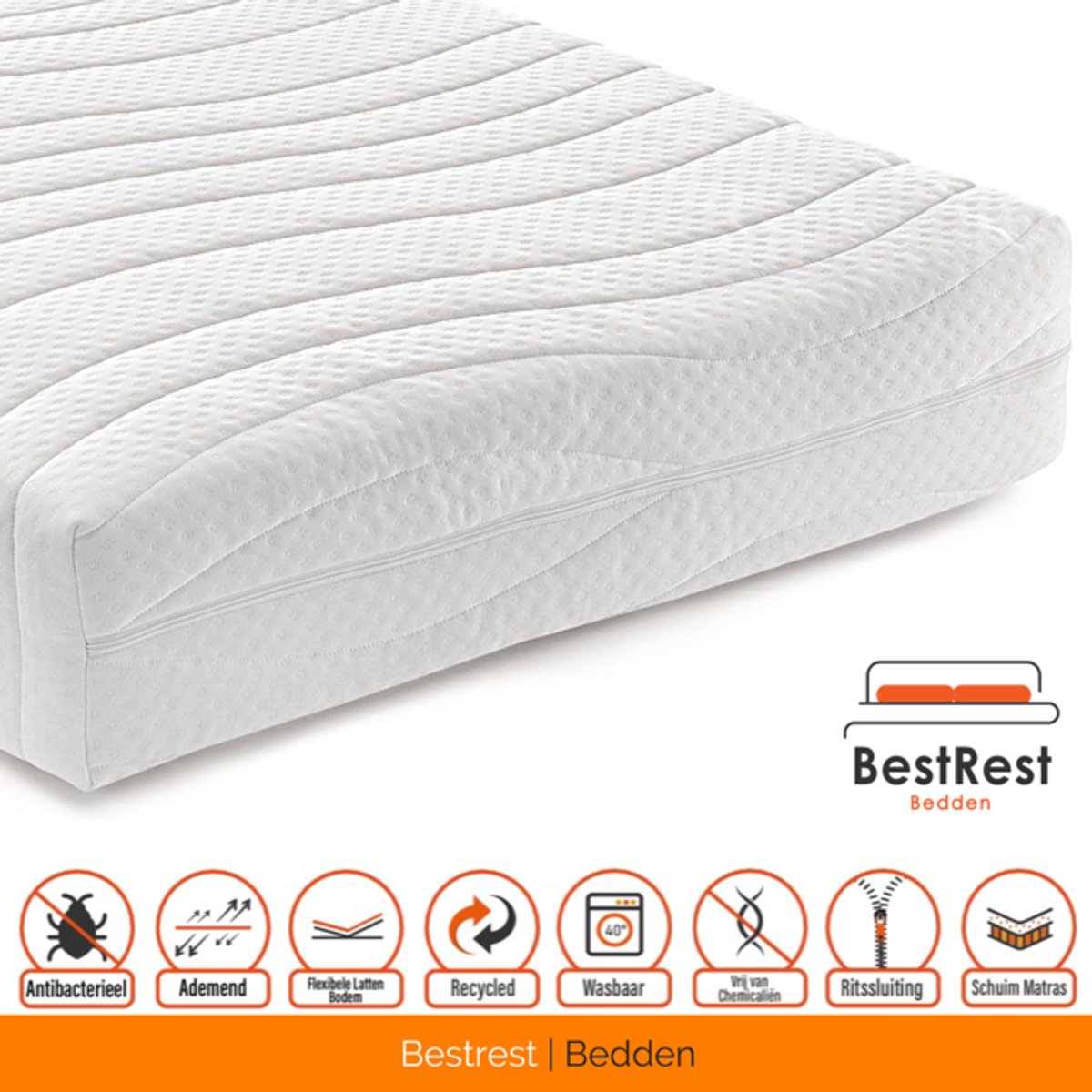 Koudschuim Matras - 140x200 – Matras - ComfortFoam - 20cm dik – Wasbaar Tijk – Anti-Allergisch