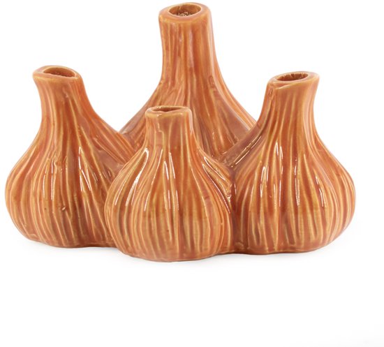 HomeBound by KY | Aardewerk tulpenvaas Garlic oranje | tulpenvaas | 19,5x15,5x14,5cm