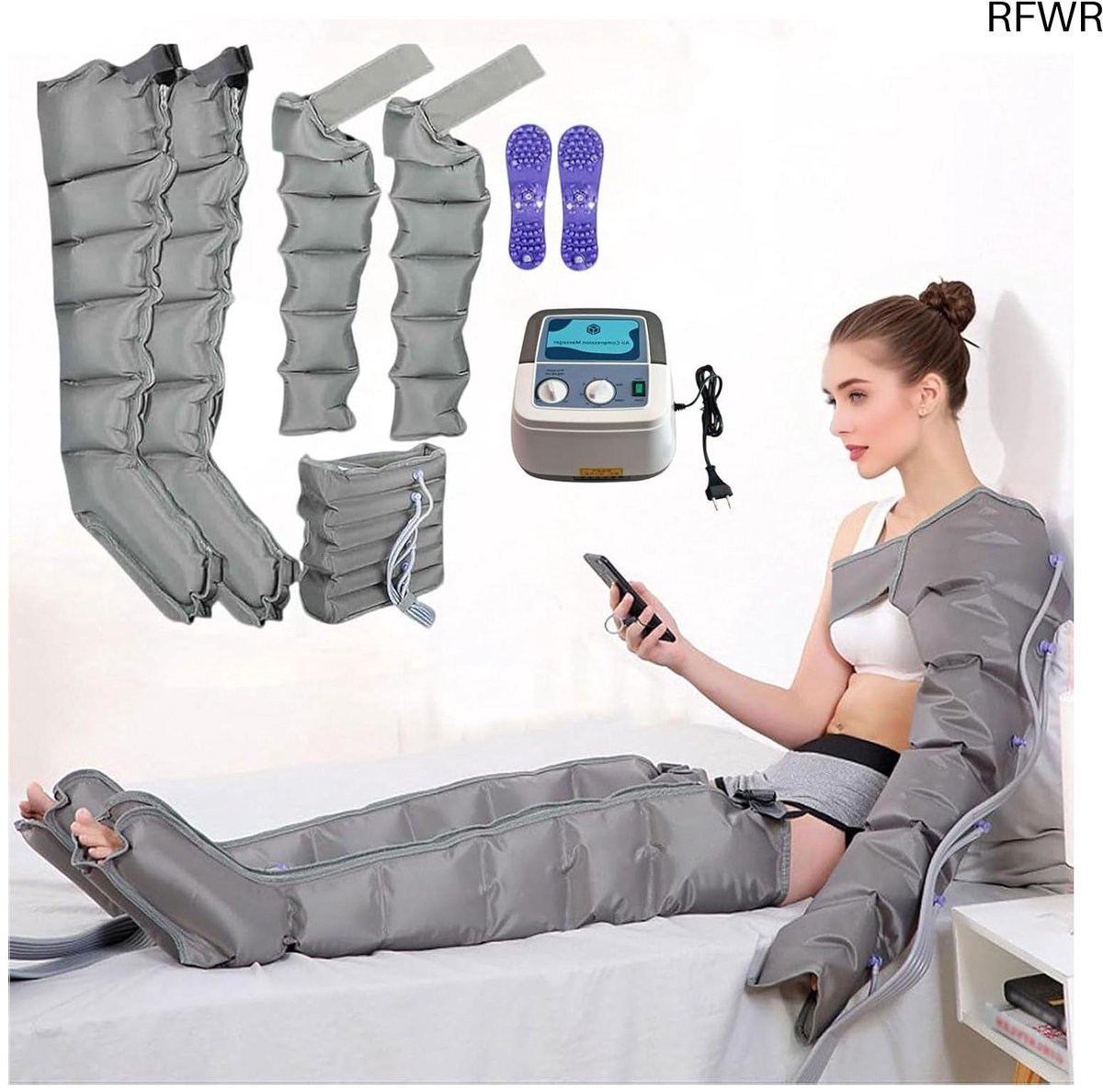 RFWR® Luchtdrukmassageapparaat voor benen, armen en taille - Lymfedrainage en ontspanning met 2 niveaus