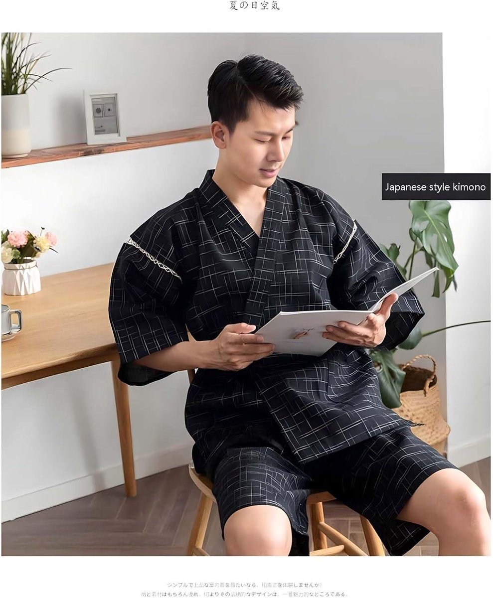 Kerst Pyjama, heren pyjama set, zwart met geruite broek