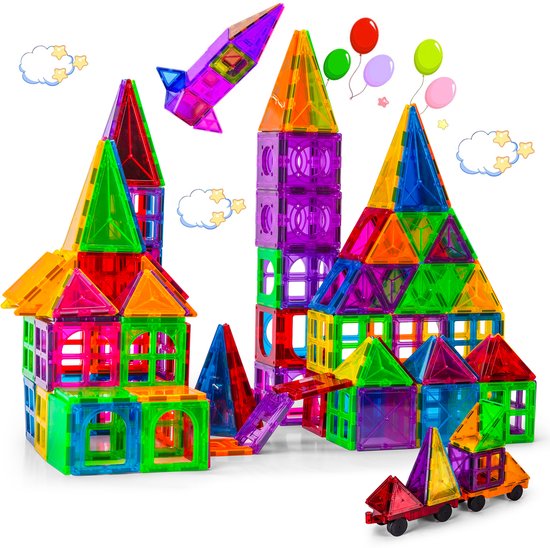 Bambini Magnetic Tiles - Magnetisch Speelgoed - Magnetisch Speelgoed Bouwblokken - 60 Stuks - Montessori Speelgoed