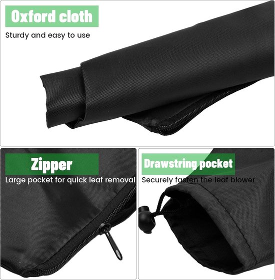 Opvangzak, bladblazer, zak, elektrische universele vervangingsopvangzak, bladzuigerzak met ritssluiting, voor tuin, gazon, zwart van Gardebruk — afbeelding 5