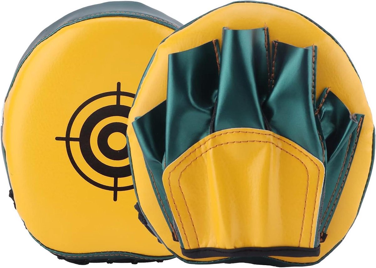 Allecto Plus - Curved Bokshandschoenen voor Kinderen: Training Goal Pads en Mini Bokshandschoenen voor Kickboksen (Geel)