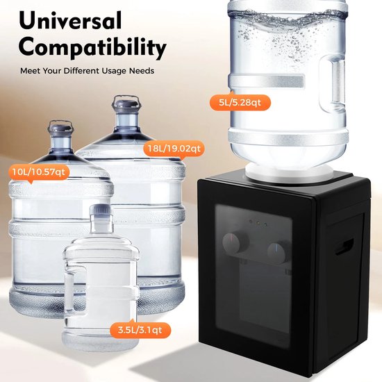 Seastone - Distributeur d'eau - Distributeur d'eau froide - Eau froide - Eau chaude - Thé ou Café - Zwart