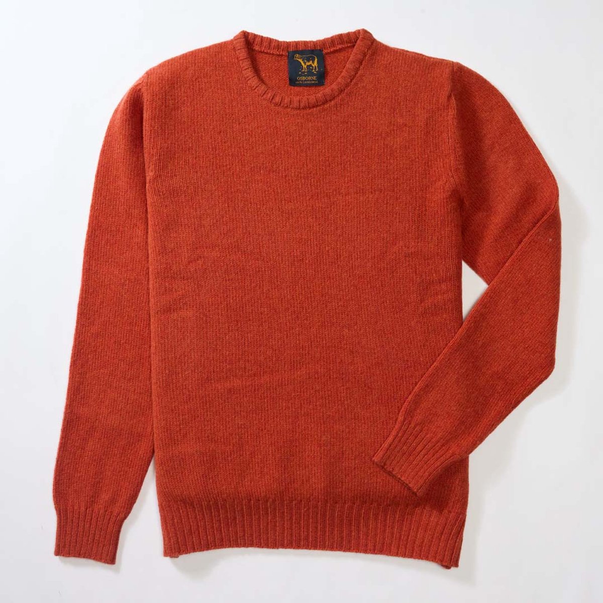 Osborne Knitwear Trui met vervilte ronde hals - Lamswol - Ember - XL