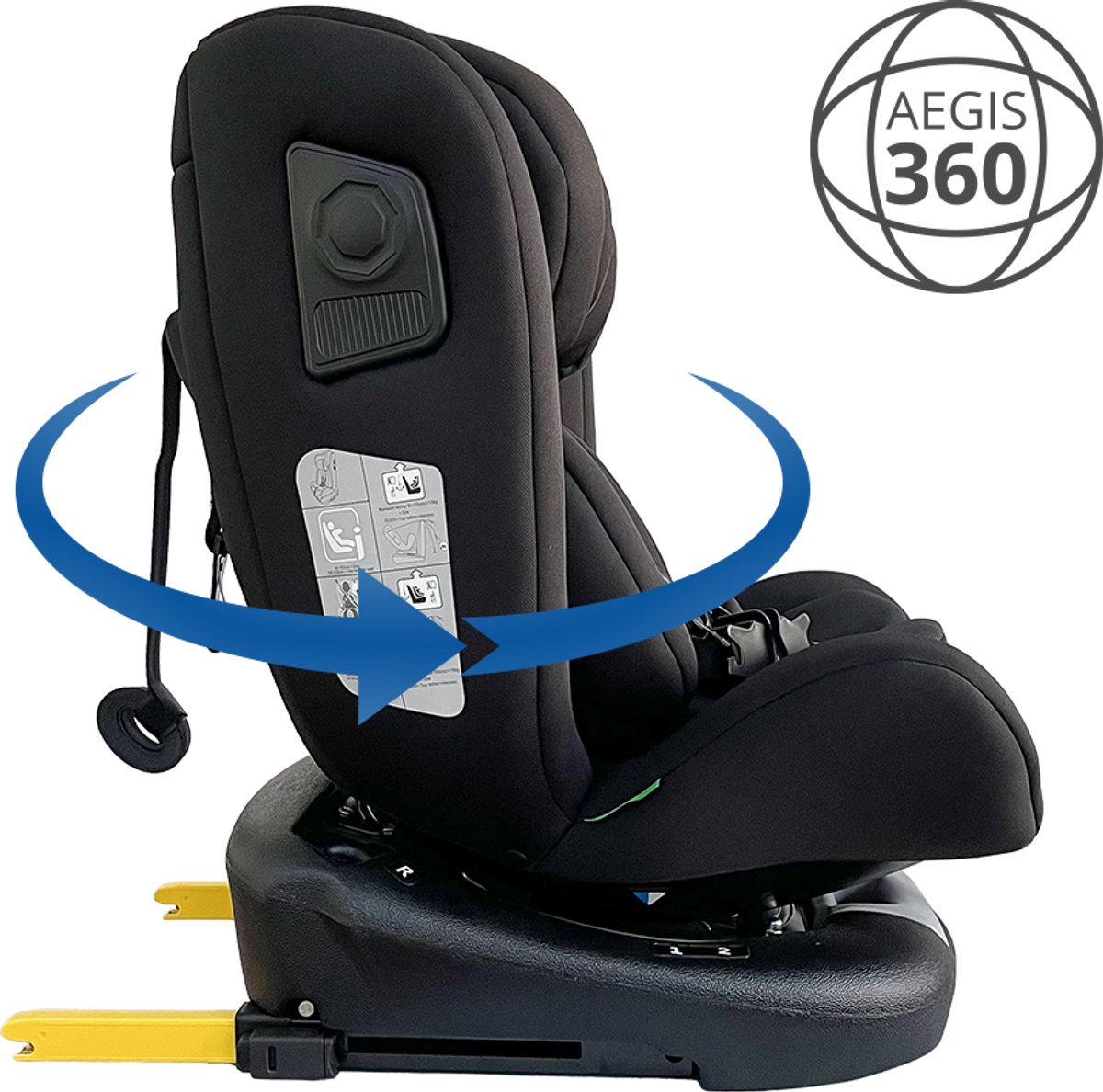 LUVION® Aegis 360° Autostoel Eclipse Black - i-Size ISOFIX - 40–150cm Autozitje Groep 0 1 2 3 - Zwart – foto 3