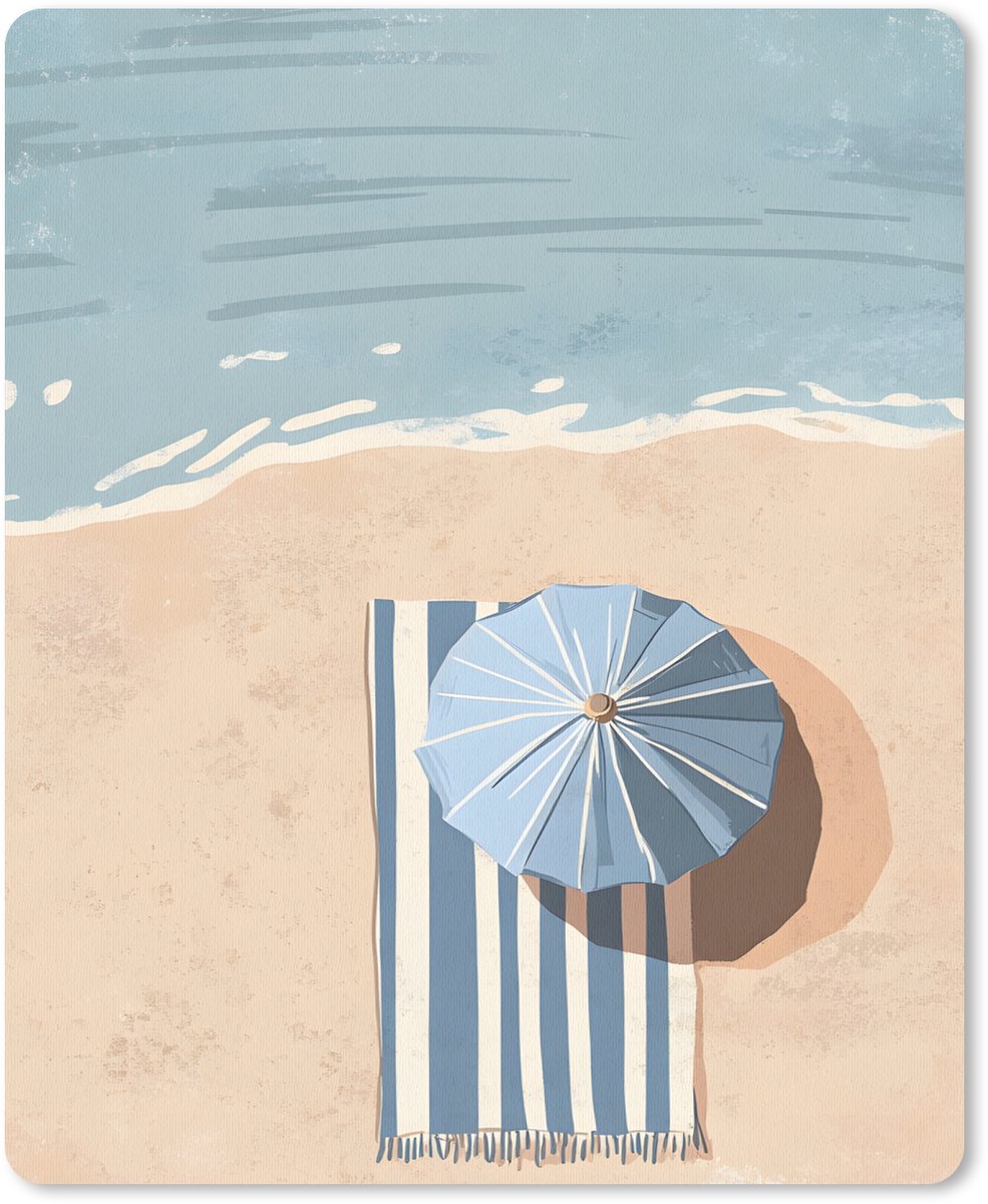 Muismat 19x23 cm - Mousepad Strandlaken - Strepen - Parasol - Strand - Muismatten