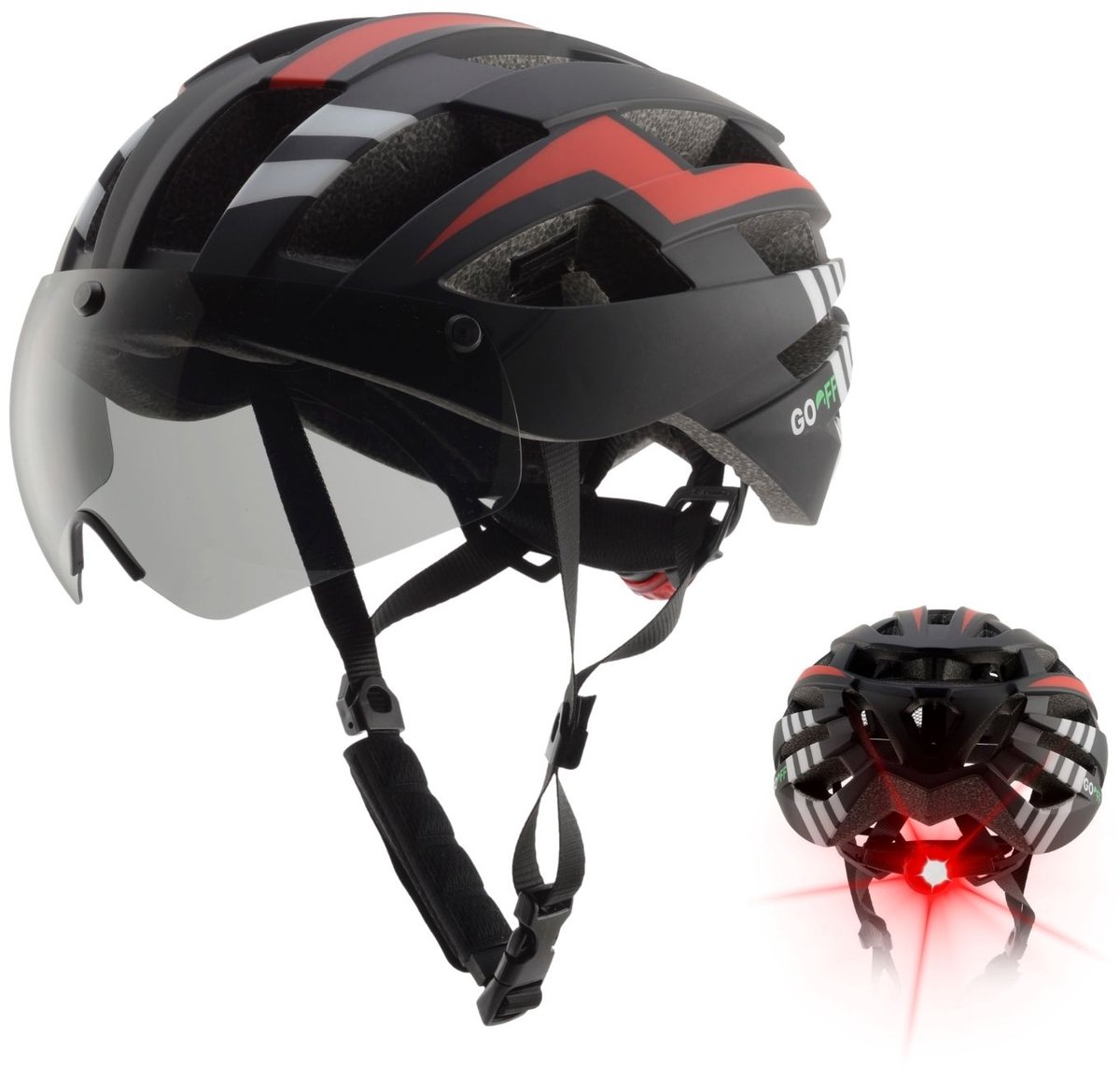 GOOFF® Blitz Fietshelm met Vizier en Verlichting - Ebike Helm voor Volwassenen - Geschikt voor Elektrische Fiets en Racefiets - LED Licht - Dames en Heren - M