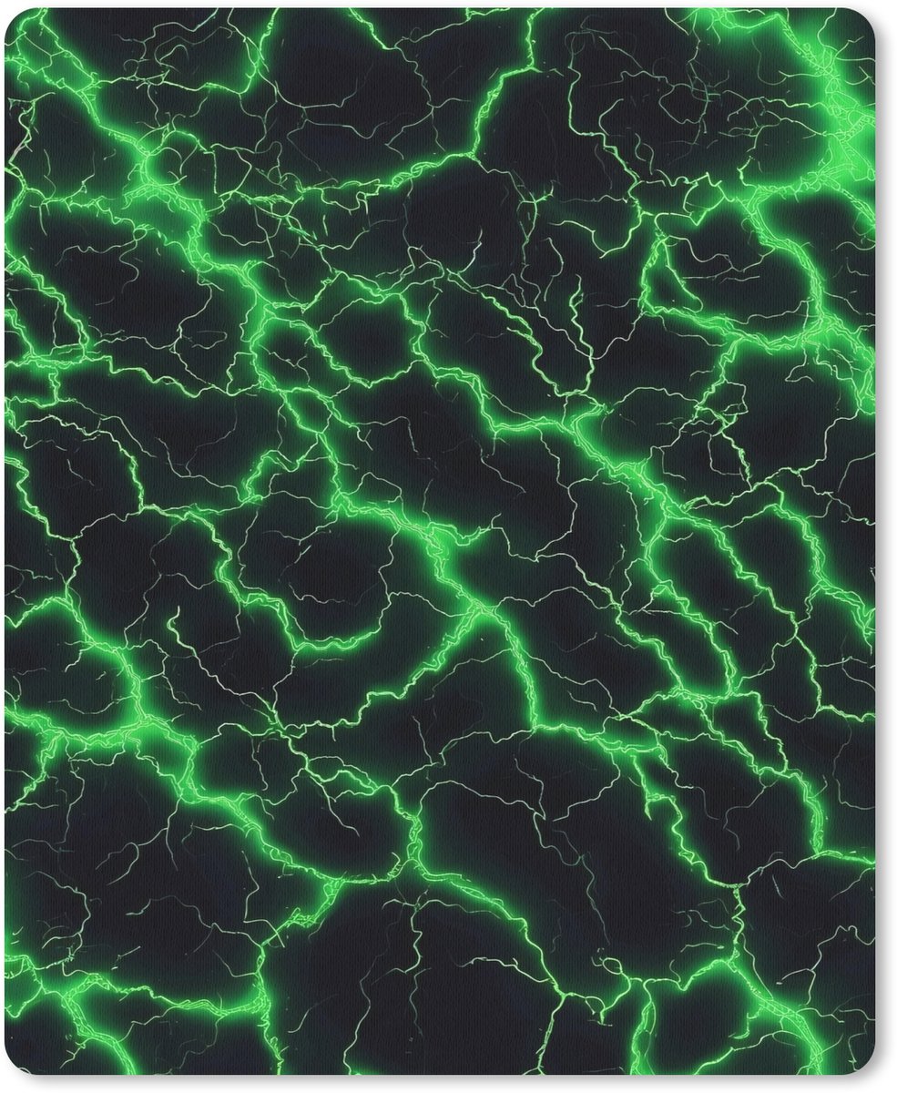 Muismat 19x23 cm - Mousepad Gaming - Bliksemflitsen - Groen - Energie - Muismatten