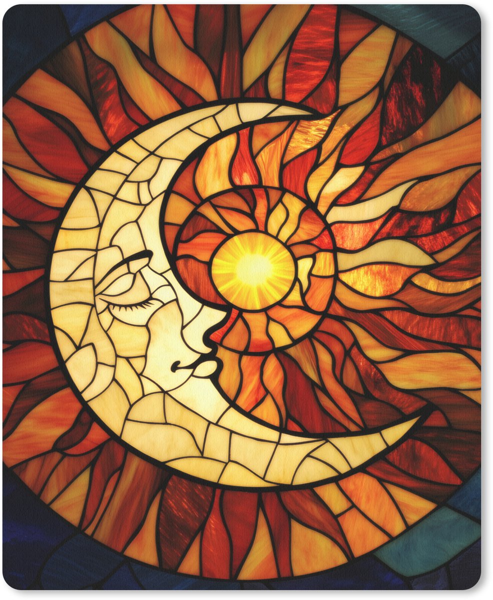 Muismat 19x23 cm - Mousepad Mozaïek - Glas - Maan - Donkerblauw - Muismatten