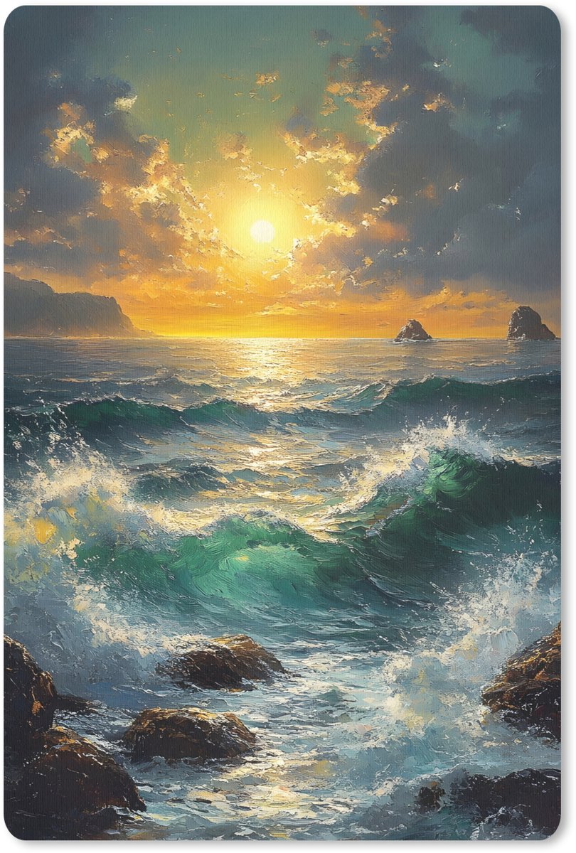 Muismat 18x27 cm - Mousepad Zee - Zon - Golven - Rotsen - Muismatten
