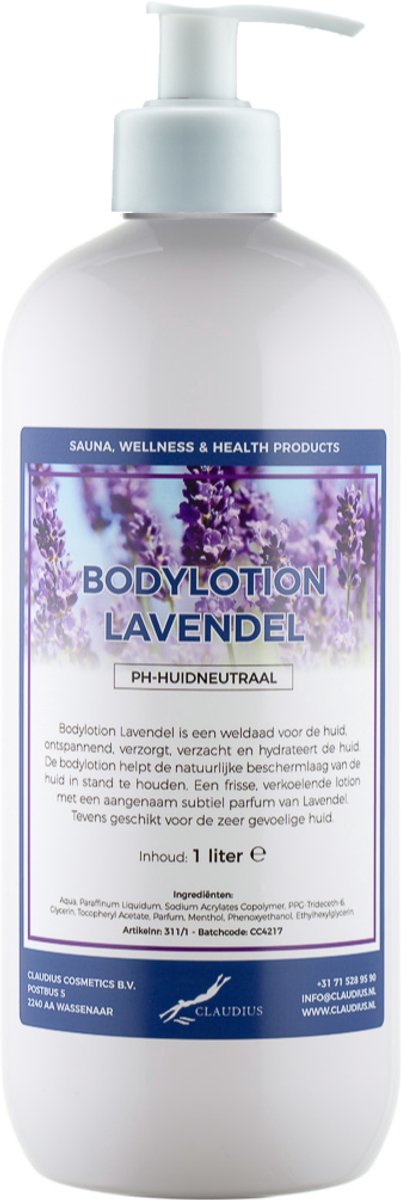 Bodylotion Lavendel 1 Liter met witte pomp - stijlvolle en duurzame uitstraling