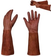 1 paar - tuinhandschoenen voor dames/heren - doornbestendig runderhuidleer - rozen-/braambessnoei - lange onderarmbescherming, doorn- en snijbestendige tuinhandschoenen met lange leren, zware handschoen