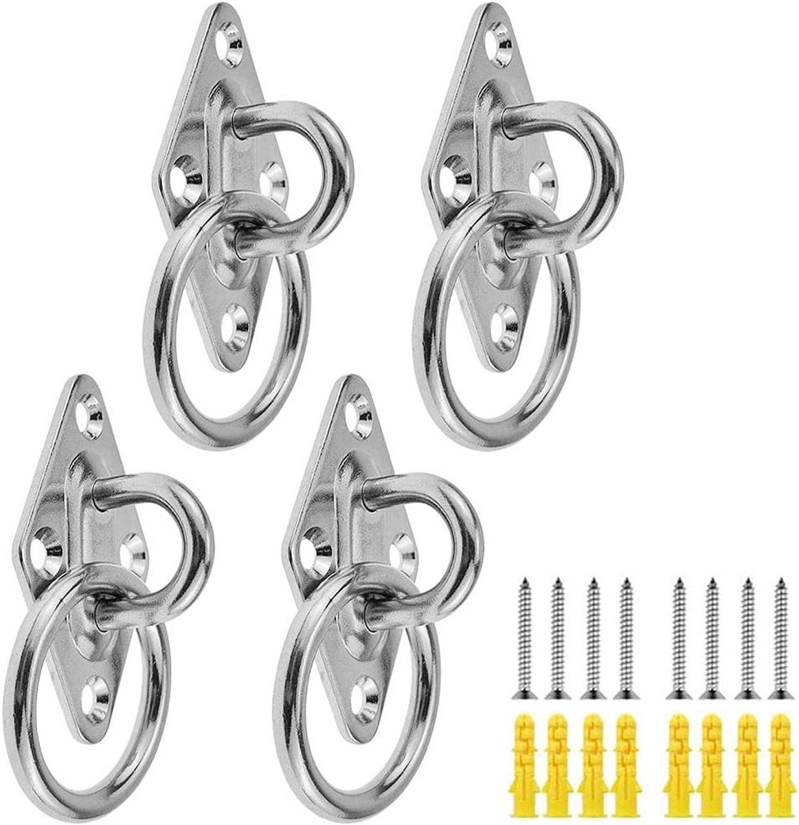 4 stuks roestvrijstalen diamantvormige ooghaken + ankerhaken met ring voor boottuigage - marine deck hardware, 304 materiaal