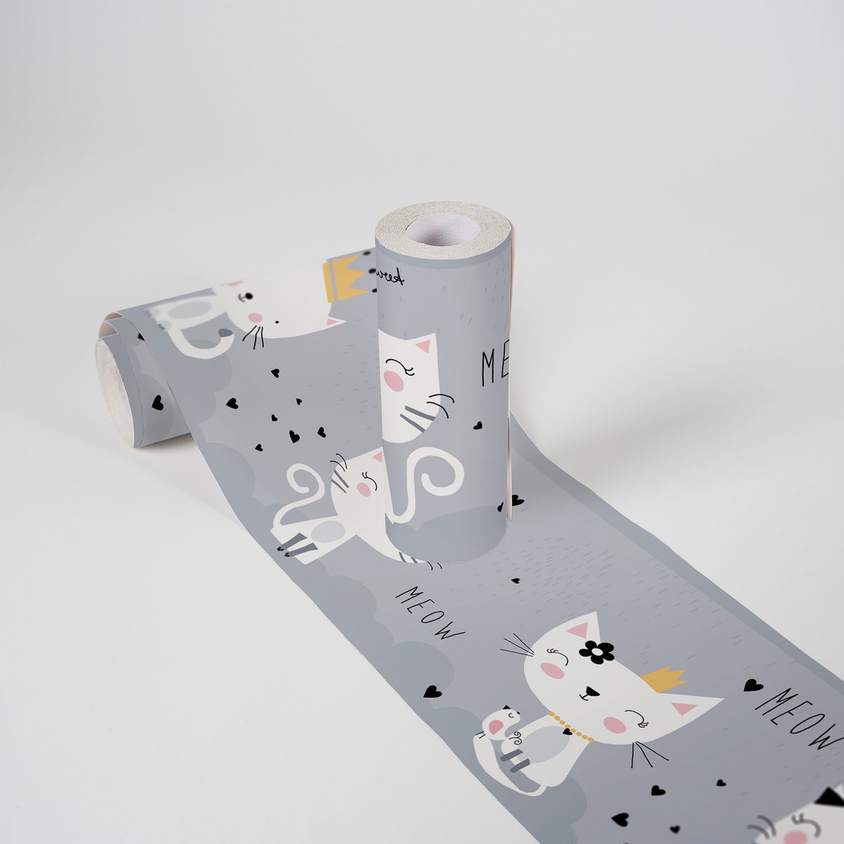 VOGELS MET POEZEN BEHANGRAND | Zelfklevend - grijs geel roze - A.S. Création Lovely Kids