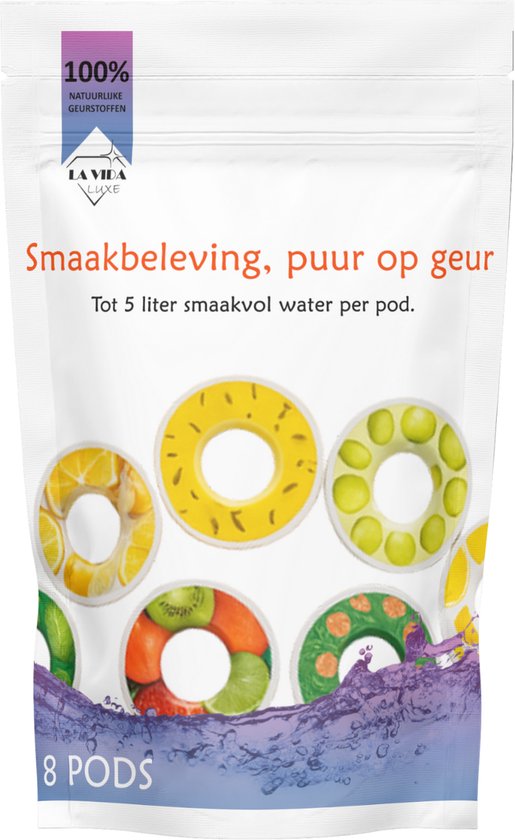 8 pièces Capsules d'arôme d'eau parfumée - Capsules d'eau parfumée - Capsules de parfum - 8 saveurs différentes - Canneberge - Red bull - citron - Orange - Pastèque - Ananas - Peach et Cola - Convient également à la bouteille Air Up