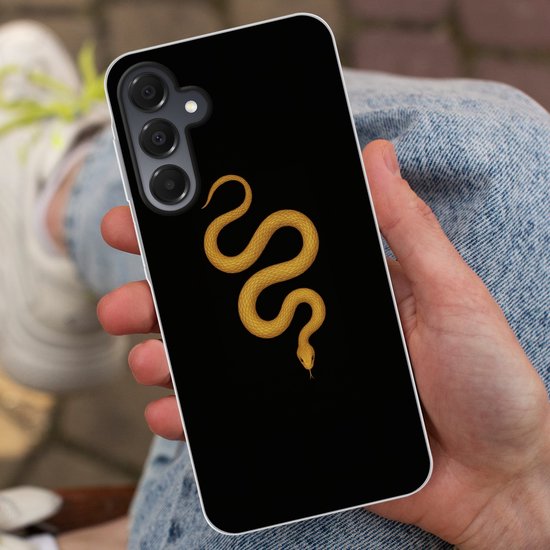 Telefoonhoesje Geschikt voor Samsung Galaxy A16 hoesje - Slang - Minimalistisch - Goud - Siliconen Telefoonhoesje Telefoonhoesje