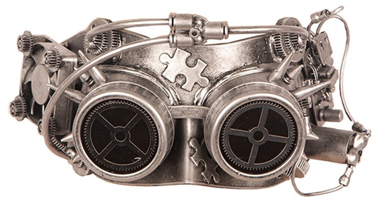 Oogmasker Steampunk Zilver Deluxe