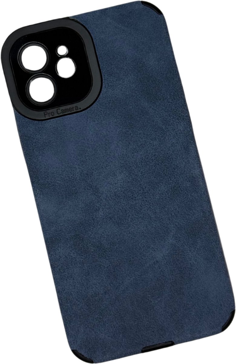iPhone 16 Pro Max Hoesje | Luxe Kunstleer | Schokbestendig Shockproof | Wireless Charge | TPU Case met Lensbescherming | Blauw / Blue