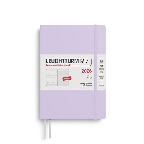 Leuchtturm1917 - Agenda 2026 - A5 Weekly Planner & Notebook 2026 softcover Lilac - 15x21cm