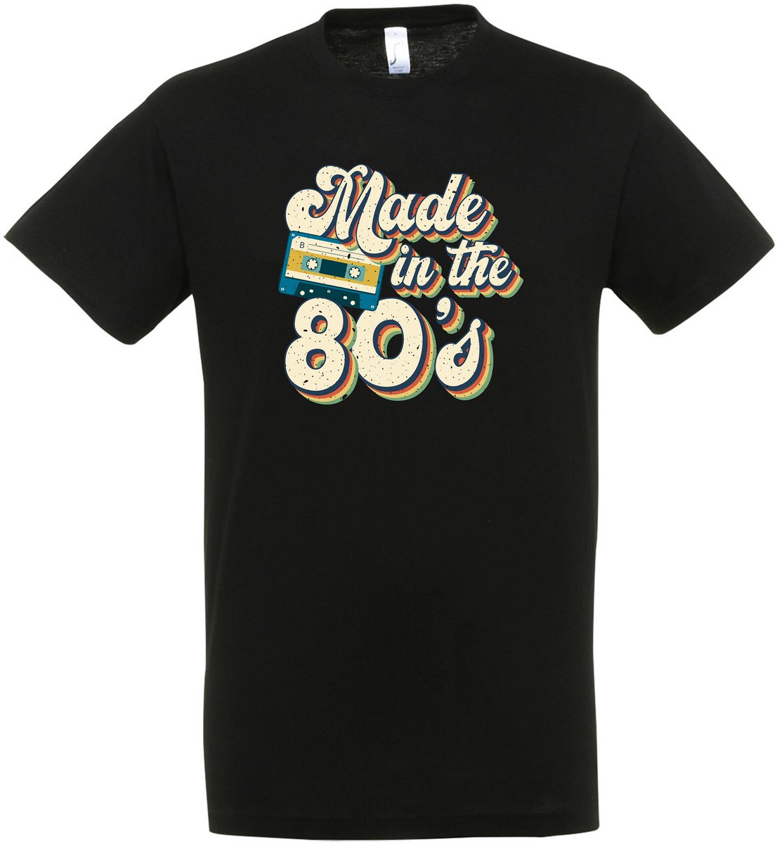 Made In The 80’s T-shirt– Disco – Zwart – Jaren 70/80/90 – Disco T-shirt Unisex – Disco T-shirt Heren – Feest cadeau – Verkleed T-shirt - Party – Grappige shirt - Foute Party – Maat L