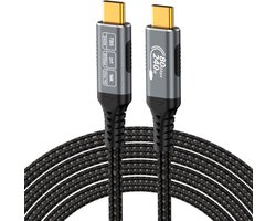 DrPhone NRG3 Thunderbolt 5 USB-C naar USB-C Kabel – 80Gbps Supersnelle Dataoverdracht, 240W PD Opladen, 16K Ultra HD Video – Voor Laptop, Smartphone, Tablet en Monitor – 1.5 Meter