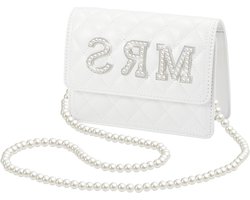 Mrs Clutch voor Dating - Portemonnee voor de Bruid met Diamanten - Wit - Bachelor Party Gift - Cocktail - Trouwdag - Afstudeercadeau - Avondsituaties