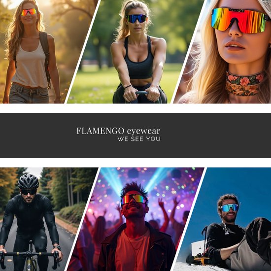 Flamengo® Sport Zonnebril - TR90 Frame+TAC Lens - Viper Glasses - Wintersport zonnebril - sneeuw - ski bril - Fietsbril - Sportbril - rave space festival bril - UV 400 gepolariseerd Blauw Wit van Merkloos — afbeelding 5