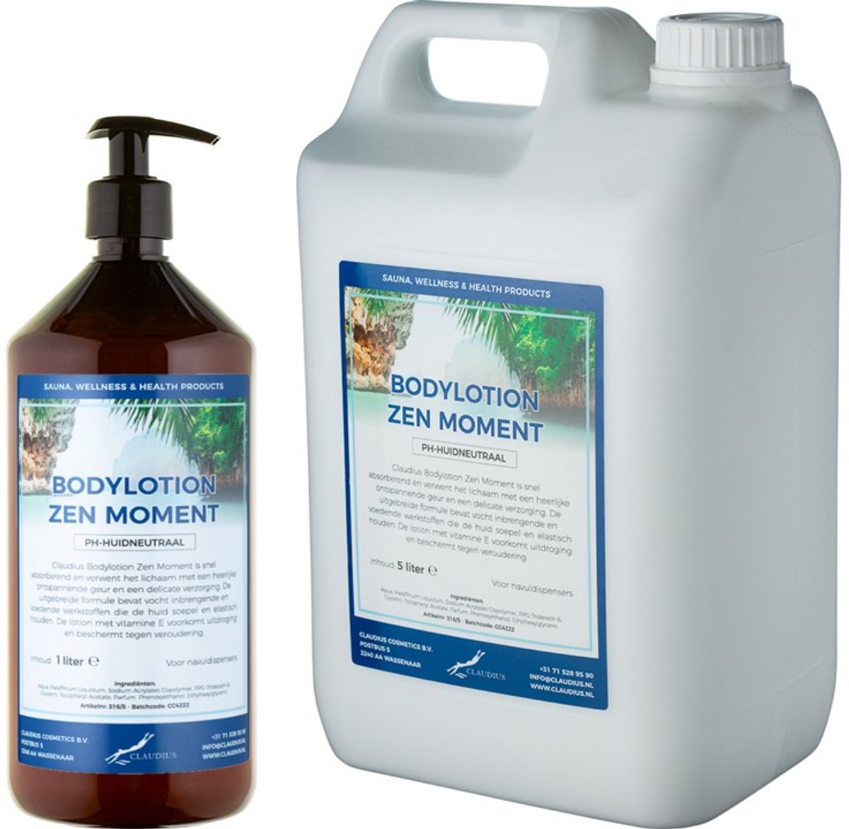Bodylotion Zen Moment 1 liter met gratis pomp - hervulbaar + Jerrycan 5 liter navulling