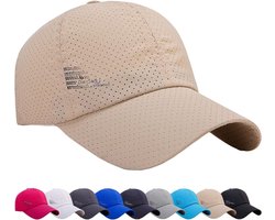 Mesh Baseball Cap - Ademende en Sneldrogende Sportpet voor Heren en Dames in Beige met UV-bescherming