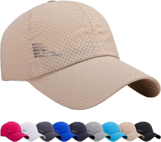 Mesh Baseball Cap - Ademende en Sneldrogende Sportpet voor Heren en Dames in Beige met UV-bescherming