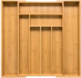 Budu Uitschuifbare Bamboe Bestekbak #50 (50 cm diep) - Bestekcassette Hout - Besteklade - 50 x 34,1 - 56 cm - 6/8 vakken