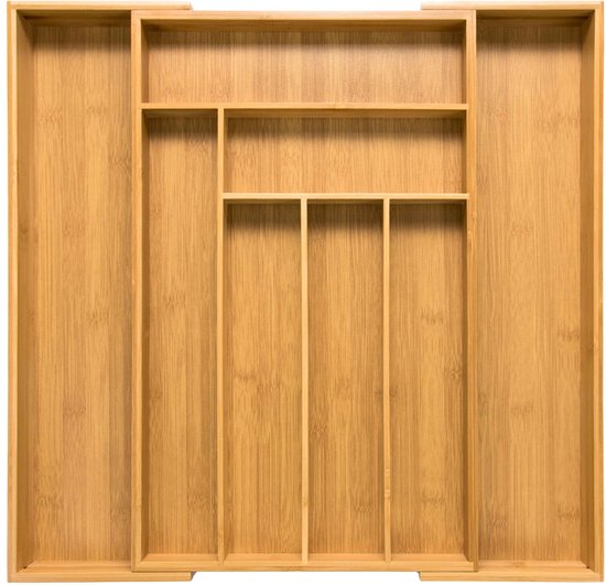 Budu Range- Bestekbak #50 Range-couverts extensible Bamboe - profondeur 50 cm - 6/8 compartiments - 50 x 34,1-56 cm