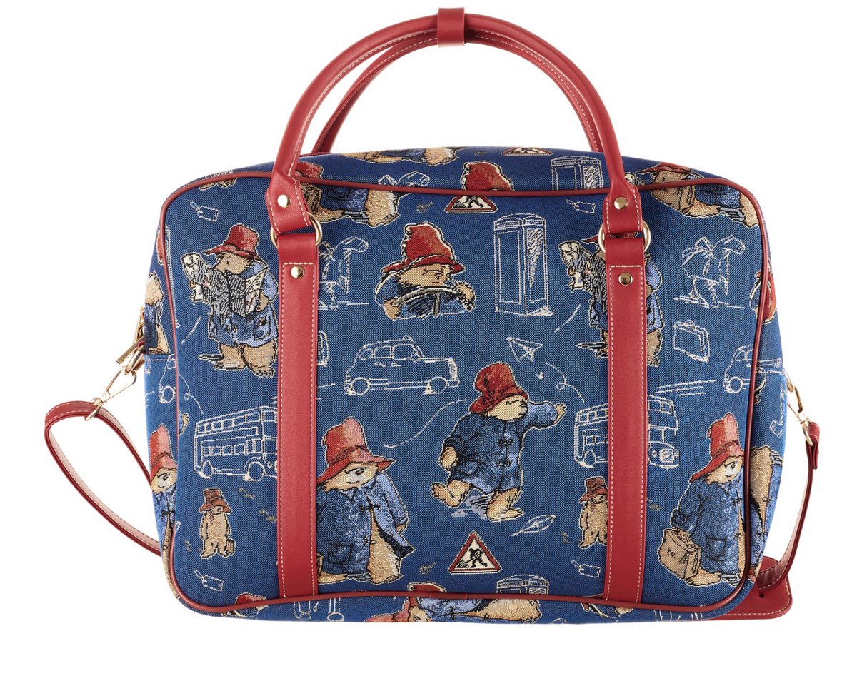 Cabin Bag – Paddington Bear | Charmante Weekendtas met Blauwe Achtergrond