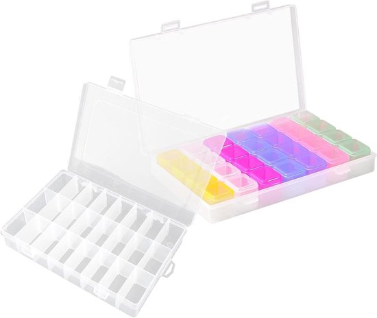 Foto: Allecto plus diverse sorteerdozen voor diamond painting en kralen handige opbergdoos voor knutselspullen met meerdere rasters