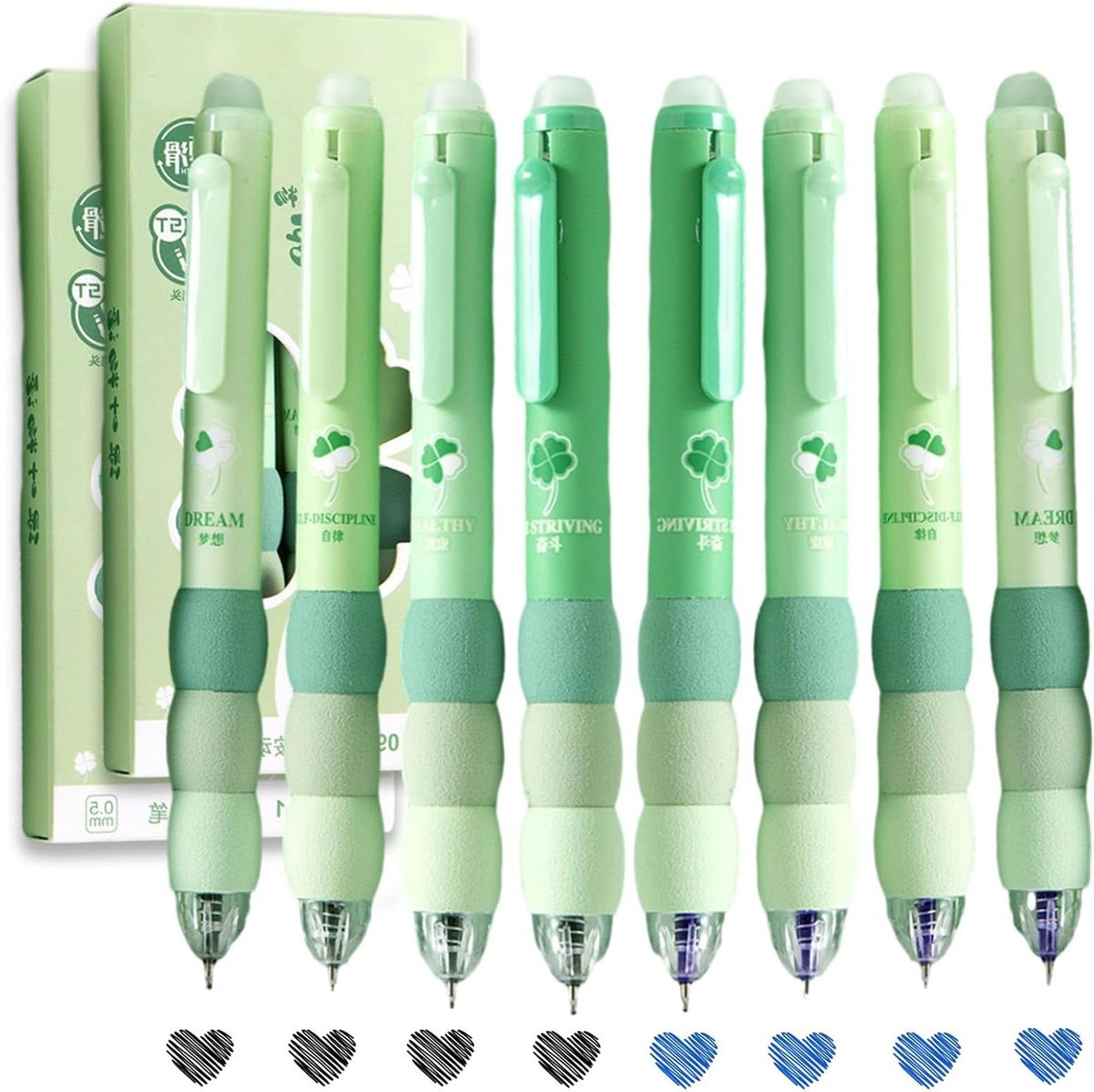 OFFCUP Uitwisbare balpen, 4 blauwe rollerballpennen Uitwisbare gelpen, 0,5 mm gumpen Beer Cartoon uitwisbare pen Uitwisbare pen voor kinderen Studenten Cadeau School Kantoorbenodigdheden - Blauw