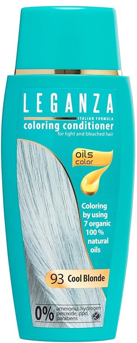 Leganza Coloring Conditioner Cool Blonde – Natuurlijke Kleurspoeling Wit Blond – Semi-Permanente Haarkleuring met Natuurlijke Oliën – Zonder Ammoniak – 150ml